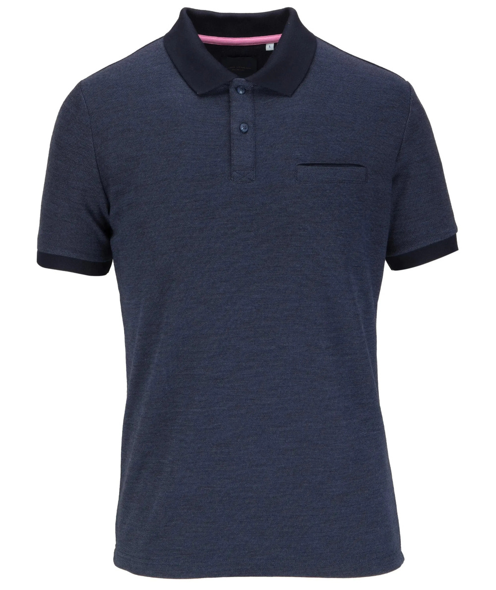 Guide London Navy Hidden Skull Print Inside Placket Short Sleeve Polo/7797